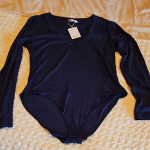 Mango Deep Blue Long Sleeve Bodysuit Xl